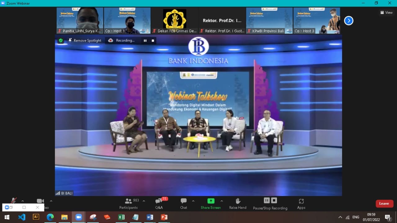 Webinar Talkshow Digital Mindset oleh UHN Sugriwa & Bank Indonesia