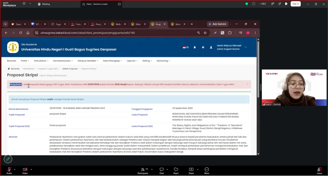 FDD Ikuti Pelatihan Pengajuan Proposal Tugas Akhir melalui Sistem Informasi Akademik (SEVIMA)